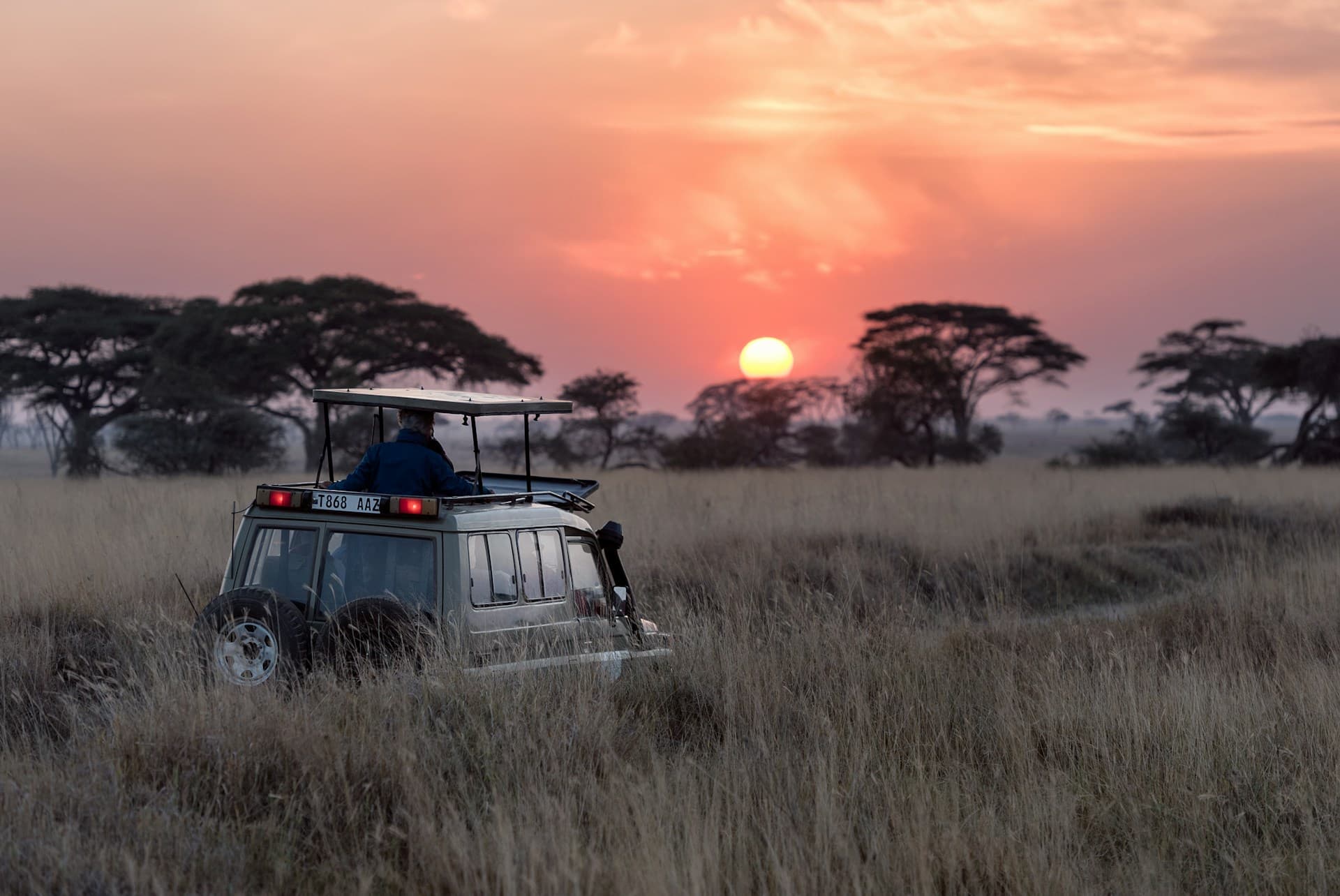 Safari vehicle on game drive